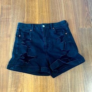 High Waisted Black Jean Shorts